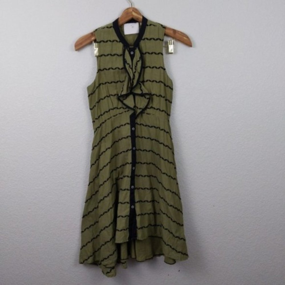Anthro Postmark shirt dress ruffle green 00